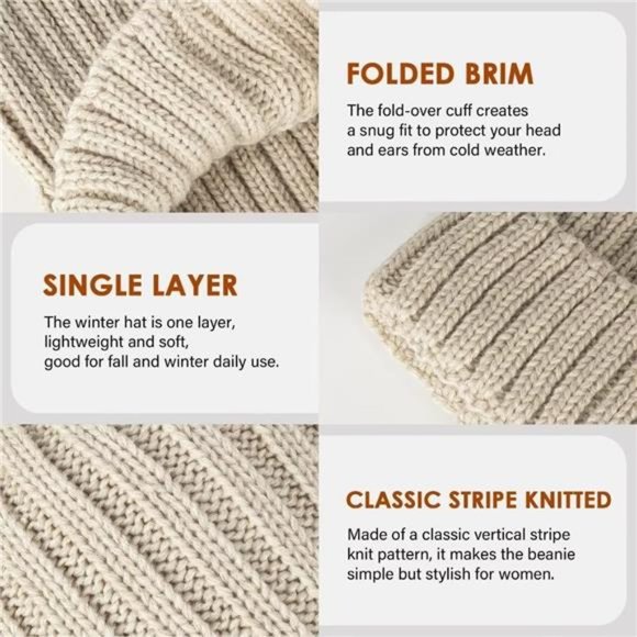 3PCS, Women\'s Winter Knitted Beanie Hat ,Warm Knit Caps main image 4